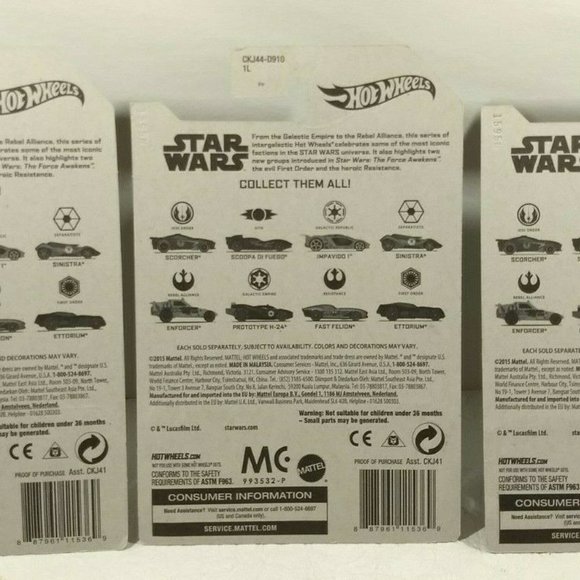 Hot Wheels STAR WARS (DISNEY) - Complete Set of 8 - Out of Production - Unopened - Picture 7 of 7